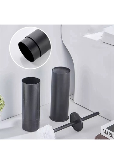 Tuvalet Fırçası Ve Tutucu Seti Banyo Temizleme Fırçası Ev Tipi-siyah Siyah