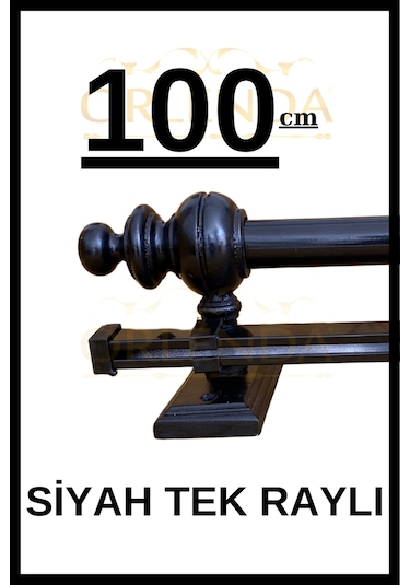 Rustik Perde Askısı Siyah 100cm - Ahşap Rustik Siyah