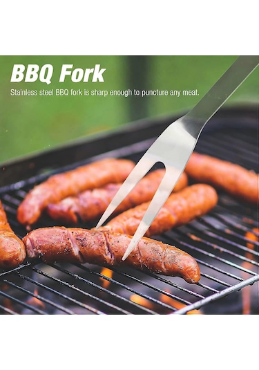 Çantalı 3 Parça Barbekü Izgara Mangal Aksesuar Seti Çatal,maşa,spatula