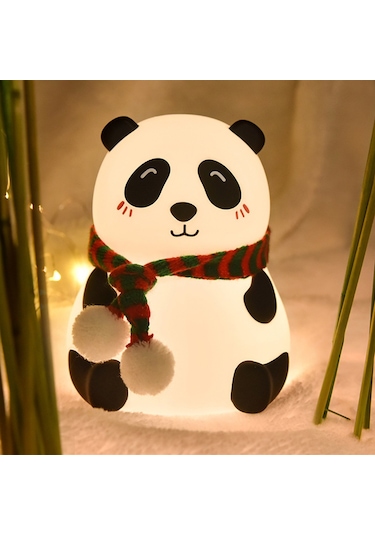 Panda Lamba, Panda Dokunmatik Silikon Lamba, Çocuk Yatak Odası İçin 7 Renk Değiştiren Işık