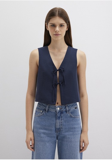 Mavi - Bağcıklı Lacivert Bluz 1211200-82318 Lacivert