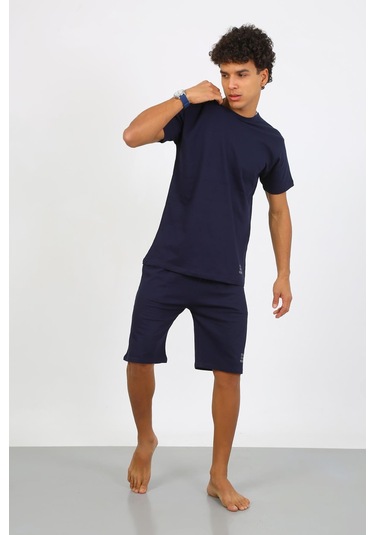 Akbeniz Erkek Pamuk Lakost Alt Üst Kaprili Pijama Takım Lacivert 6873 Lacivert