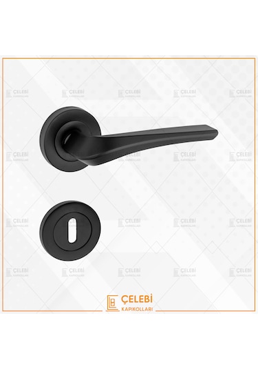 Venüs Kol Yuvarlak Rozetli Siyah Oda Kapı Kolu