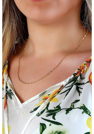 14 Ayar Altın Zincir Kolye Örme Zincir Kolye 45 Cm Uzunluk 1,90 Mm Kalınlık