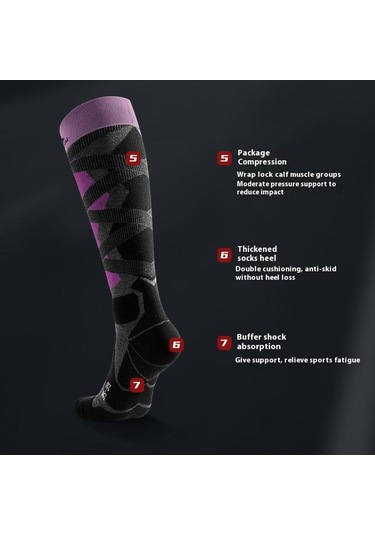Butu Golovejoy Dwz05 1 Çift Spor Kompresyon Çorapları Kış Sıcak Yüksek Tüp Kayak Baldır Çorapları Siyah+gri Siyah - Gri