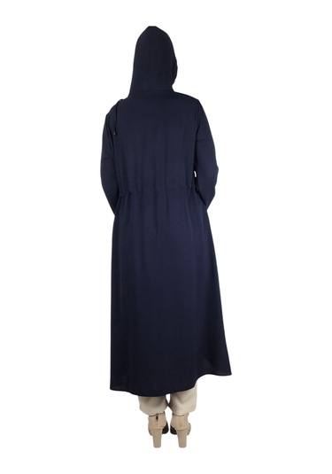 Kadın Kapşonlu Beli İp Detaylı Yandan Cepli İnce Ayrobin Spor Kap Zümrüt