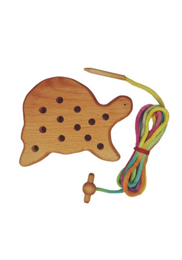 İp Geçirme Örme Oyunu Ahşap Kaplumbağa