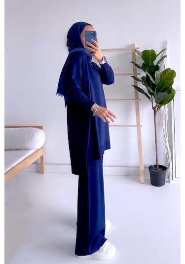 Kahijab Işıltılı Merserize Takım - Lacivert