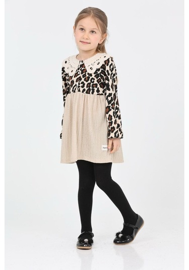 Bebe Yaka Leopar Elbise Leopar