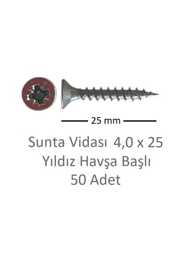 Adilon Sunta Vidası, 4,0 X 25 Mm, 50 Adet, Yhb Vida 4 x 25