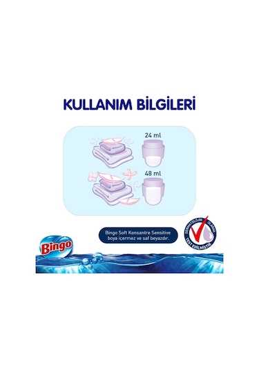 Bingo Soft Konsantre Çamaşır Yumuşatıcısı Sensitive 4 x 1440 ML