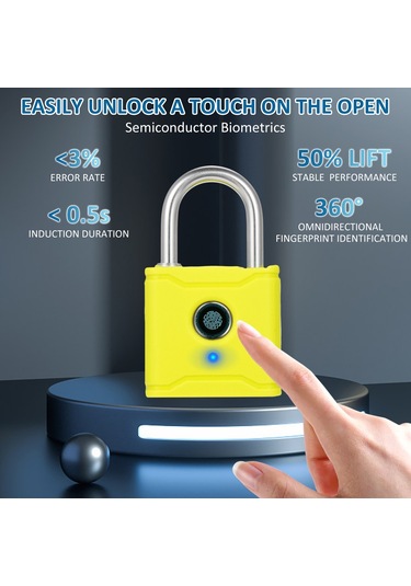 Hallow T1004d Akıllı Bt Parmak İzi Asma Kilit Şarj Edilebilir Sarı