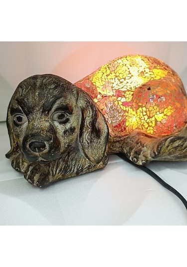 Köpek Mozaik Lamba Yatak Odası Bebek Odası Gece Lambası Masa Üstü Ev Dekorasyon Çok Renkli