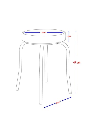 10 Adet Gri Silinebilir Kumaş Siyah Profil Ahtapot Tabure