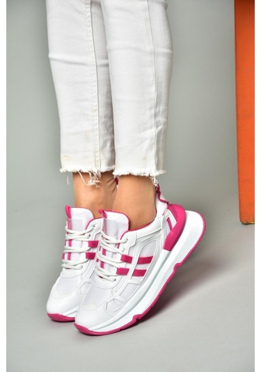 Fox Shoes S973017604 Beyaz/fuşya Kumaş Sper Ayakkabı Sneakers Beyaz - Fuşya