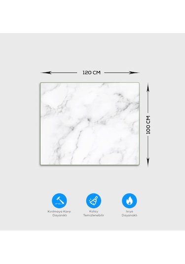 Cam Sandalye Matı Beyaz Doğal Mermer 100cm X 120cm