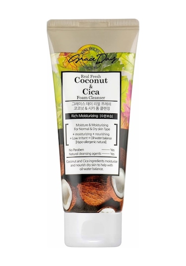 Grace Day Kuru Ciltler Için Hindistan Cevizi Ve Cica Yüz Temizleme Köpüğü Coconut Cica Foam Cleanser