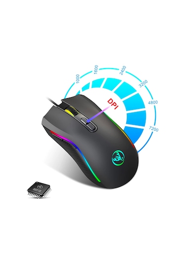 HXSJ A869 7200DPI Ayarlanabilir RGB Işık Gaming Oyuncu Mouse
