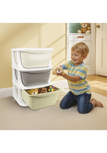 Dolu Nuve 7130 - 3 Çekmeceli 3 Katlı Çocuk Saklama Ünitesi DOLU.297 Çok Renkli