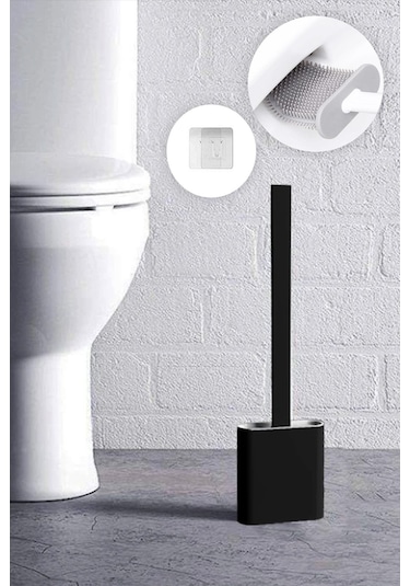 Anadolu Saray Siyah Renk Silikon Tuvalet Fırçası | Bükülebilir Pratik Silikon Wc Klozet Fırçası