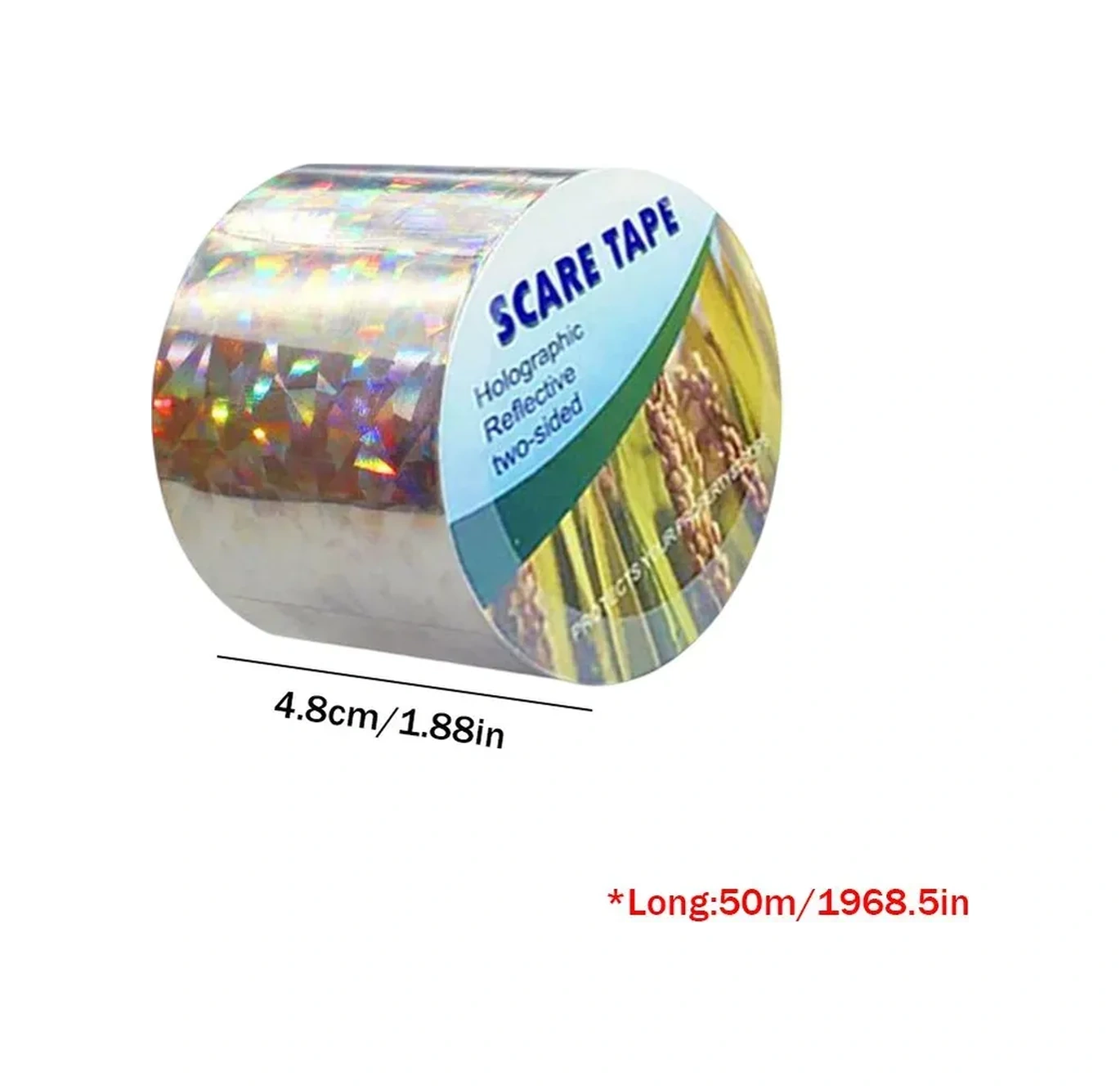 Yuntech01 Çift Taraflı Yansıtıcı Kuş Kovucu Bandı - 4.8cm X 50m Çiçek Desenli Pet Filmi - Balkon Bahçe Tarla Koruması