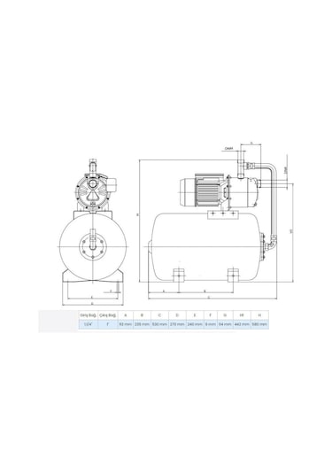 Wilo AQUA SPS 25-5.56 Yatay Tanklı Hidrofor - 2850806