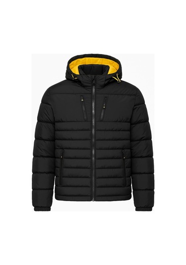 Slim Fit Erkek Kapşonlu Şişme Mont - 7454 Siyah