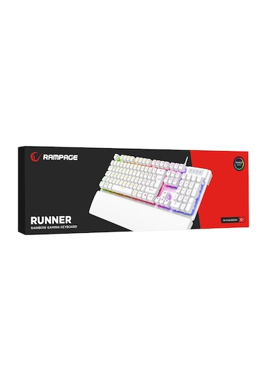 Rampage Kb-rx77 Runner Beyaz Usb Rainbow Aydınlatmalı Q Bilek Destekli Gaming Klavye