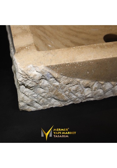 Traverten Batarya Çıkışlı Su Yolu Lavabo