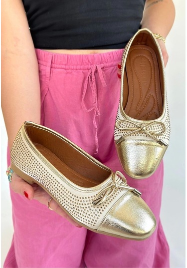 Etya Gold Cilt Babet Ayakkabı Çok Renkli