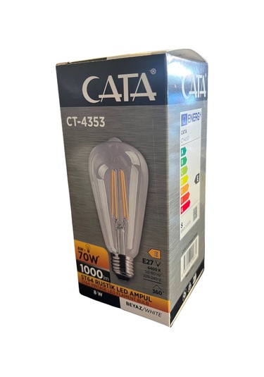 Cata Ct-4353 St64 Rustik Led Ampul 8w Beyaz Işık - 5 Li Paket