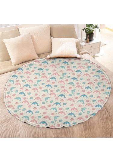 Dolphin Desenli 47 İnç Yuvarlak Polar Battaniye, Yumuşak, Hafif, Yetişkin & Çocuk-a14 Dolphin Shell Dot