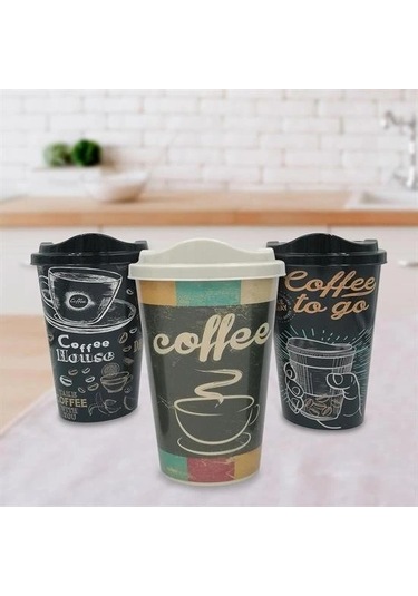 Buffer 3 Adet Kahve Bardağı Seti Dekoratif Plastik Kahve Muhafaza Bardağı Çok Renkli