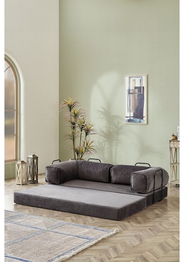 Dekoport Relax Kanepe Dinlenme Koltuğu Puffy Kanepe Yatak Olabilen Açılır Aktivite Koltuğu Antrasit