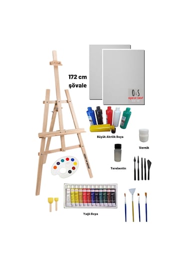 Lüks Resim Başlangıç Seti 2-şövale Şövalye , Tuval Tual Seti , Ressam Akrilik Yağlı Boya Seti