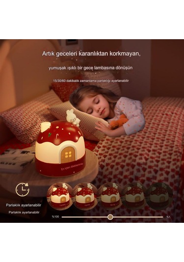 Xinxin Yeni İglo Gece Lambası Projeksiyon Lambası Çocuk Oyuncağı Altın - Kırmızı