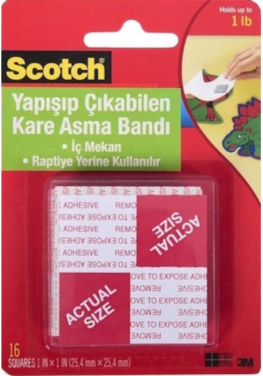 Scotch Çift Taraflı Bant Köpük Kareler 16 Lı 2.5x2.5cm 108