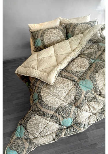 Alla Turca 4 Yastık Kılıflı Çift Taraflı Desenli Uyku Seti-azure Bej