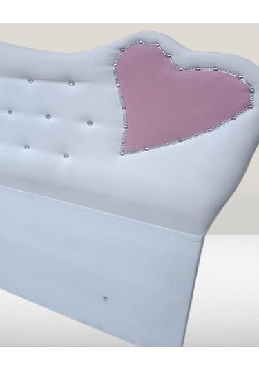 Başlık Dk Tek Kişilik 90'lık Kalplı Model Tay Tüyü Beyaz Kumaş El Yapım