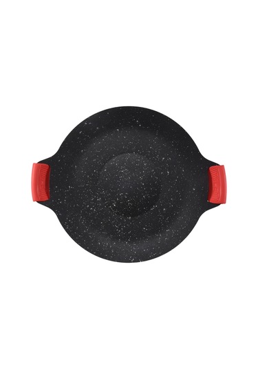 30cm Açık Hava Kamp Izgara Plakası Yapışmaz Kore Barbekü Plakası Siyah