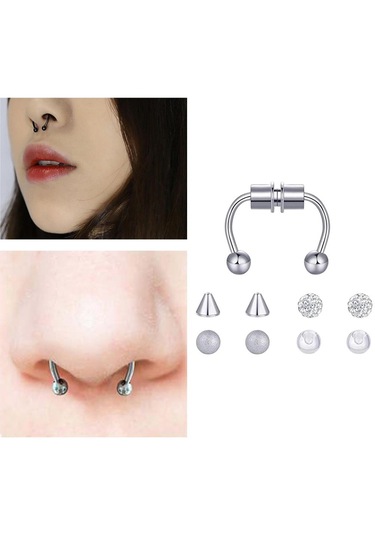 Suntek Kadınlar Için Manyetik Sahte Akrilik-gümüş-1,2x8x3mm Gümüş