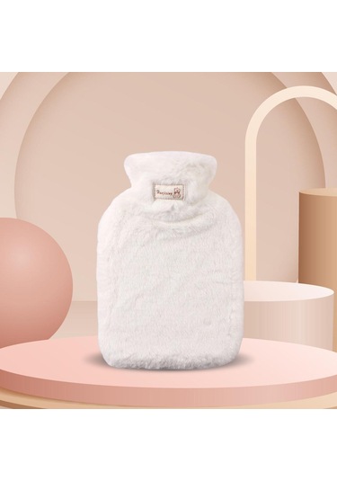 Suntek Peluş Sıcak Su Şişesi 1000ml Boyun Karın Beyaz Için