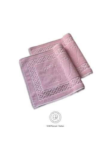 Soffy Pembe & Pembe 2 Adet 50x70 Cm Banyo Paspası %100 Doğal Pamuk Ayak Paspası Ayak Havlusu Pembe
