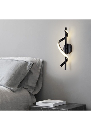 Yunboo Beyaz Spiral Demir Led Duvar Lambası - Üç Renk Işık, Yatak Odası, Koridor, Entrance İçin Modern Tasarım Beyaz