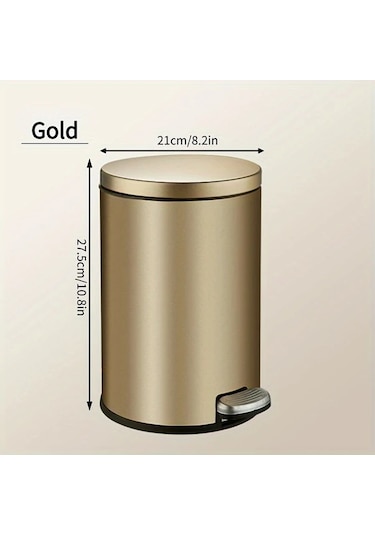 Hightower Ldq Paslanmaz Çelik 9.5l Altın Çöp Kovası, Pedallı, Sessiz Kapak, İç Mekan Kullanımı Altın Rengi