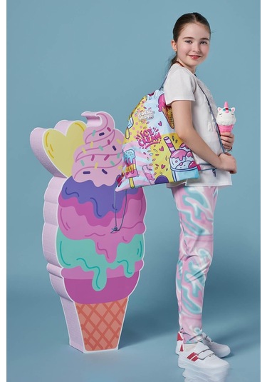 Coral High Kids Mixed Dondurma Desenli İpli Büzgülü Sırt Çantası 12652 Sarı