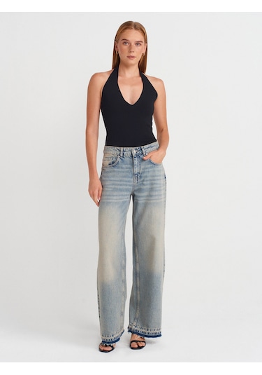 Dilvin 10794 Halter V Yaka Basıc Bluz-siyah Siyah