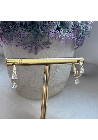 Masaliko Sallantılı Gümüş Küpe Ms3189, 925 Ayar Gümüş Altın