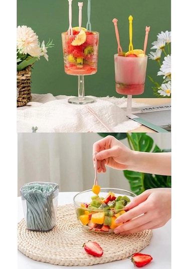 Plastik Cin / Cips / Meyve / Baklava / Sunum Çatalı 100 Adet Çok Renkli