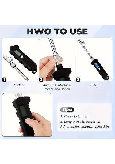 Xuweiwei 1 Adet Lastik Basıncı Göstergesi Yeni Dijital Ekranlı Tekerlek Basınç Ölçer 0-250 Psi Ağır Kamyon Ve Araba